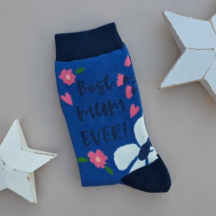 Bamboo 'Best Mum Ever!' Socks in Denim Blue Quirky Novelty Breathable Bamboo Socks Gifts For Mum Mother's Day Gifts Birthday Gifts