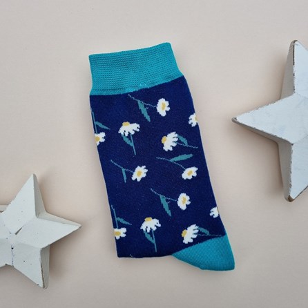 Bamboo Daisies Socks in Navy Blue Ladies socks bamboo socks daisies navy blue one size