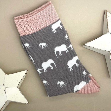 Bamboo Elephants Socks in Grey Ladies socks bamboo socks elephants grey one size