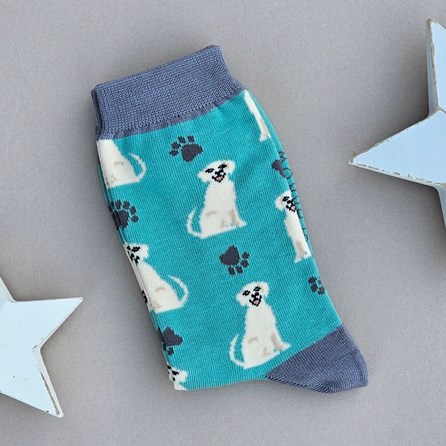 Bamboo Happy Labradors Socks in Mint Ladies socks bamboo socks happy labradors mint one size