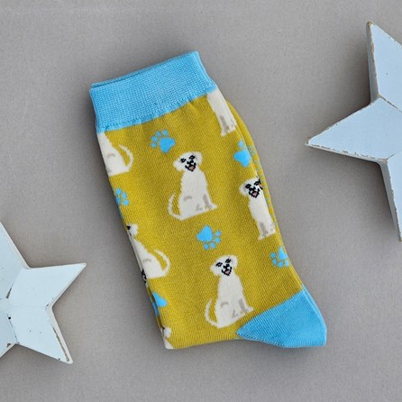 Bamboo Happy Labradors Socks in Yellow Ladies socks bamboo socks happy labradors yellow one size