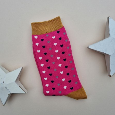 Bamboo Hearts Socks in Hot Pink Ladies socks bamboo socks heart socks hot pink one size