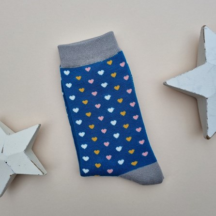 Bamboo Hearts Socks in Teal Ladies socks bamboo socks heart socks teal one size