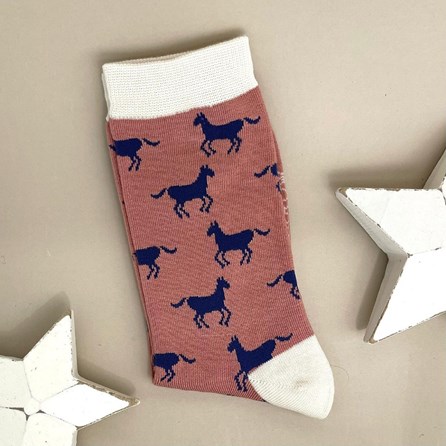 Bamboo Horses Socks In Dusky Pink Ladies socks bamboo socks horse socks dusky pink one size