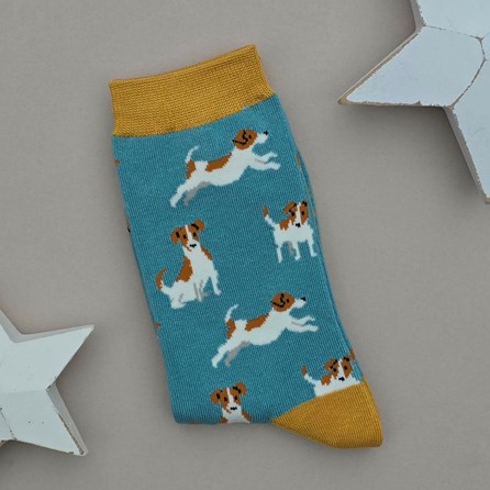 Bamboo Jack Russells Socks in Turquoise Ladies socks bamboo socks jack russells turquoise one size