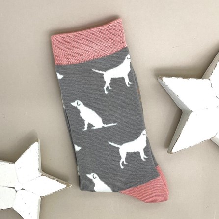 Bamboo Labrador Socks In Mid Grey Ladies socks bamboo socks labrador mid grey dog one size