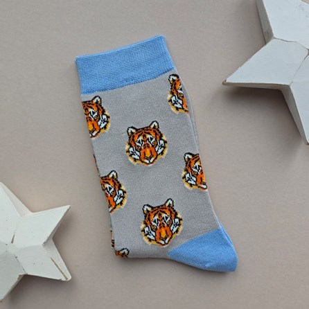 Gifts for Her Mother's Day Gifts Birthday Gifts Bamboo Tiger Socks In Silver Quirky Novelty Socks Bamboo Tigers Socks in Silver
