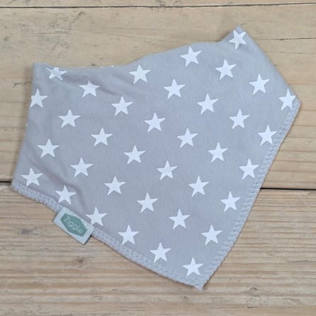 Bandana Dribble Bib - Grey with White Stars New Baby Gifts Newborn Gifts Super Soft Dribble Bib Colourful Design Cotton Fleece Adjustable Stars