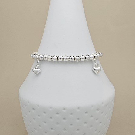 Bead Bracelet with Four Heart Charms Bridal Jewellery Bridesmaid Jewellery Wedding Jewellery Flower Girl Maid of Honour Jewellery