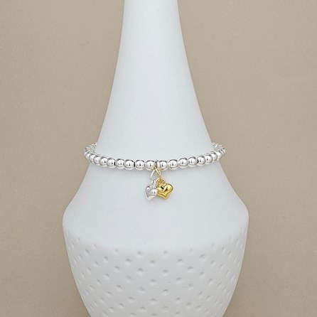 Bead Bracelet with Petite Heart Charms Bridal Jewellery Bridesmaid Jewellery Wedding Jewellery Flower Girl Maid of Honour Jewellery