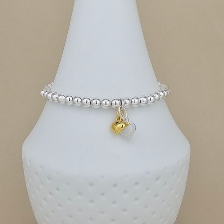 Bead Bracelet with Sterling Silver and Gold Plated Hearts Bridal Jewellery Bridesmaid Jewellery Wedding Jewellery Flower Girl Maid of Honour Jewellery
