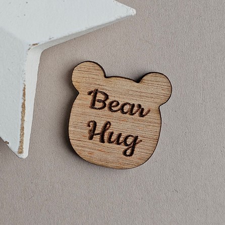 'Bear Hug' Teddy Pocket Token Wooden Sentiment Token Wooden Keepsake Gift Sentiment Gifts Pocket Token Gift