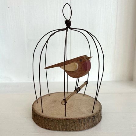 Bird in a Rusty Wire Cage Home Decorations Homeware Gifts Sentiment Keepsake Gifts Porcelain Gifts