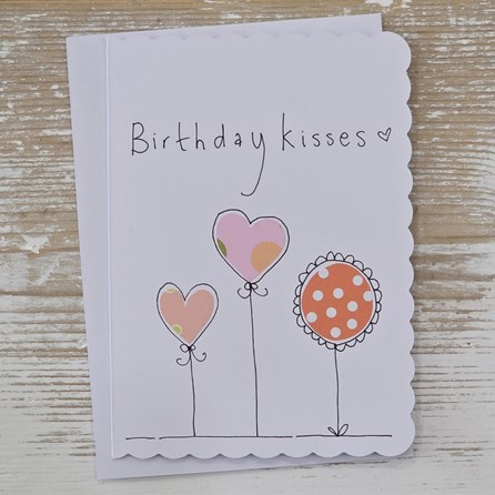 Handmade 'Birthday Kisses' Card Exclusive Handmade Hand Drawn Unique Gift Card Greetings Cards Birthday Card Birthday Kisses