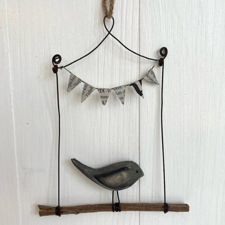 Blackbird on a Swing Hanging Decoration Home Decorations Homeware Gifts Sentiment Keepsake Gifts Porcelain Gifts