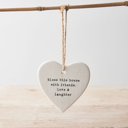 'Bless This House' Hanging Porcelain Heart 'Bless This House' Hanging Porcelain Heart