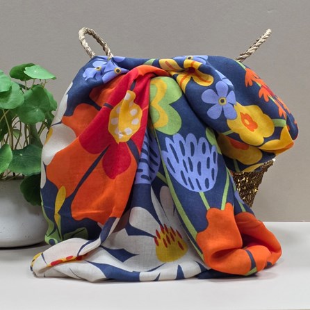 Bold Nordic Flower Meadow Print Scarf Contemporary Scarves Super Soft Scarf Headscarves Bold Bright Flowers Nordic Christmas Gifts