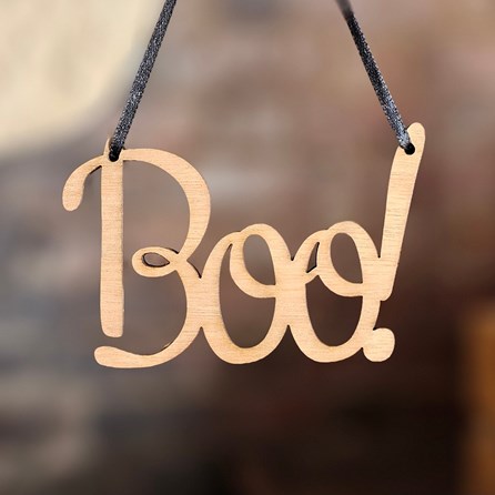 'Boo!' Hanging Wooden Halloween Sign Wooden Handmade Halloween Hanging Decoration Keepsake Gifts