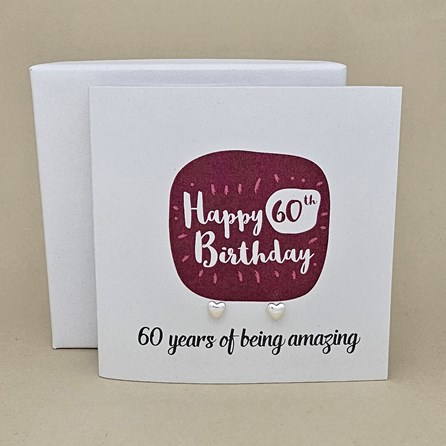 Boxed 60th Birthday Heart Stud Earrings Card Boxed 60th Birthday Heart Stud Earrings Card