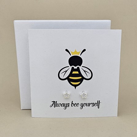Boxed 'Bee Yourself' Star Stud Earrings Card Boxed 'Bee Yourself' Star Stud Earrings Card