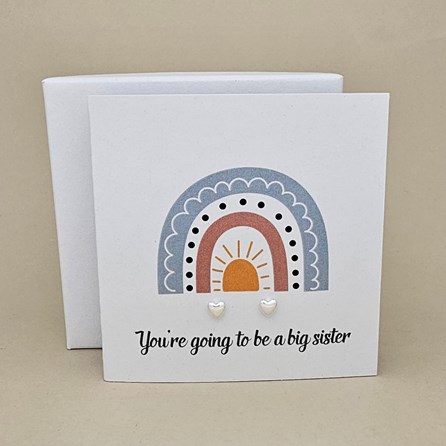 Boxed 'Big Sister' Heart Stud Earrings Card Boxed 'Big Sister' Heart Stud Earrings Card