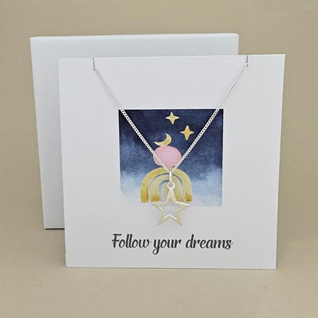 Boxed 'Follow Your Dreams' Star Necklace Card Boxed 'Follow Your Dreams' Star Necklace Card