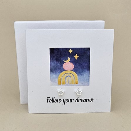 Boxed 'Follow Your Dreams' Star Stud Earrings Card Boxed 'Follow Your Dreams' Star Stud Earrings Card
