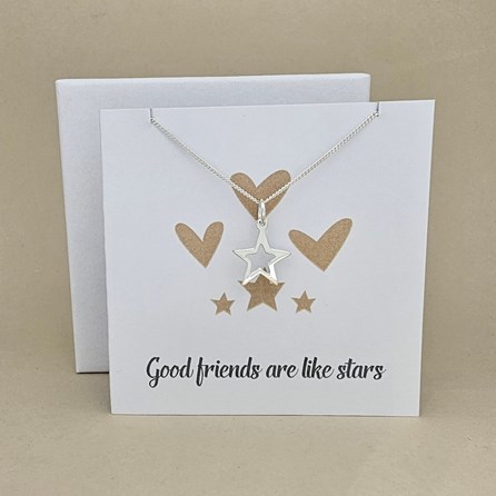 Boxed 'Good Friends' Star Necklace Card Boxed 'Good Friends' Star Necklace Card