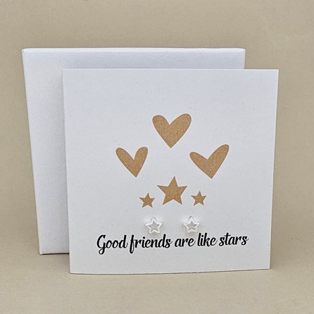 Boxed 'Good Friends' Star Stud Earrings Card Boxed 'Good Friends' Star Stud Earrings Card
