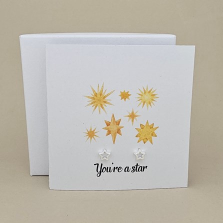 Boxed 'You're A Star' Star Stud Earrings Card Sterling Silver Jewellery Solid Silver Jewellery Sterling Silver Earrings Thank You Teacher Gifts