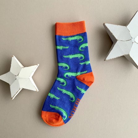 Boys Bamboo Crocodiles Socks in Blue 4-6 Years Boys Bamboo Crocodiles Socks in Blue 4-6 Years