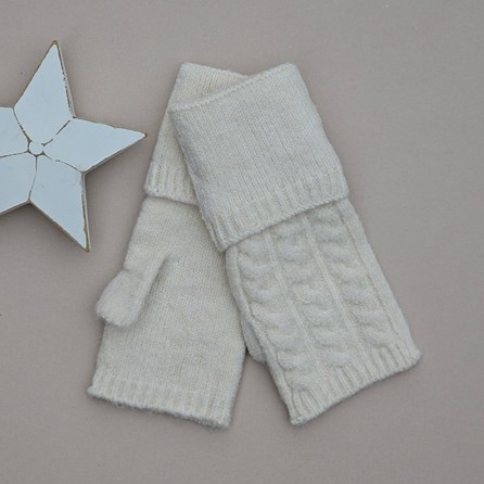 Cable Knit Fingerless Gloves in Beige Clothing Accessory Gifts Warm Wool Gloves Cable Knit Fingerless Gloves Gifts For Women