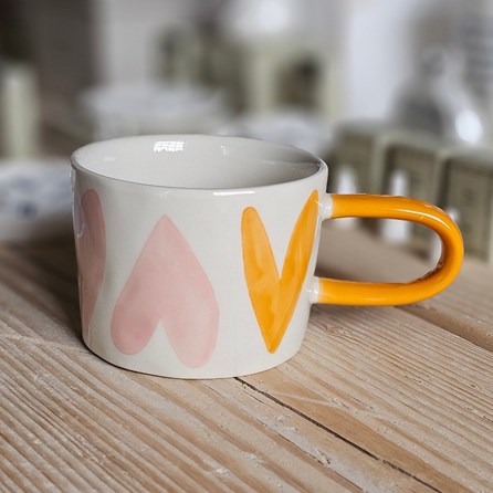 Caroline Gardner Pink and Orange Hearts Mug Caroline Gardner Pink and Orange Hearts Mug