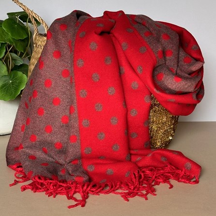 Cashmere Blend Spots Scarf in Red Gifts For Women Scarves And Accessories Cashmere Blend Spots Scarf in Red Super Soft