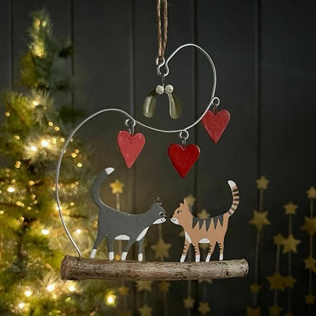 Cats and Hearts Hanging Christmas Decoration Cats and Hearts Hanging Christmas Decoration