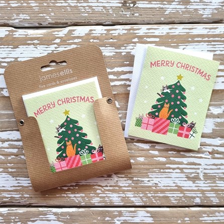 Cats Christmas Tree Pack of 5 Mini Christmas Cards Cats Christmas Tree Pack of 5 Mini Christmas Cards
