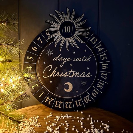 Celestial Christmas Countdown Plaque Xmas Novelty Wooden Christmas Reusable Countdown Advent Calendar Celestial Design