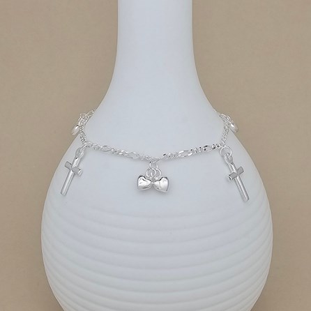 Children's Baptism Cross And Heart Bracelet Baptism jewellery baptism gifts for girls bracelet baptism gift silver plate heart cross