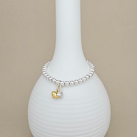 Children's Bead Bracelet with Petite Heart Charms Bridal Jewellery Bridesmaid Jewellery Wedding Jewellery Flower Girl Maid of Honour Jewellery