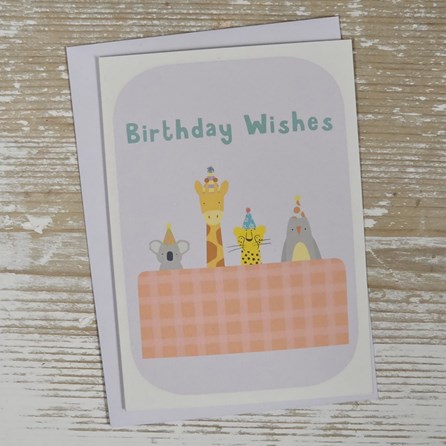 Children's 'Birthday Wishes' Party Animals Card Children's 'Birthday Wishes' Party Animals Card