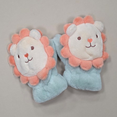 Children's Fluffy Cute Lion Mittens Ice Blue Children's Fluffy Cute Lion Mittens Ice Blue