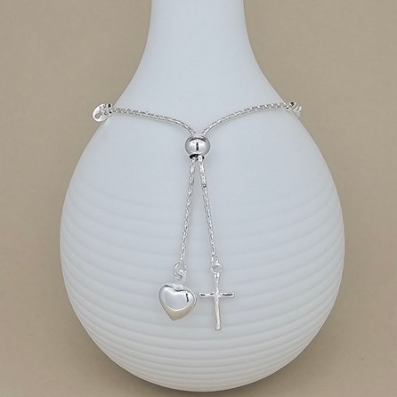 Children's Silver Baptism Bracelet Baptism jewellery baptism gifts for girls bracelet baptism gift sterling silver heart cross slider