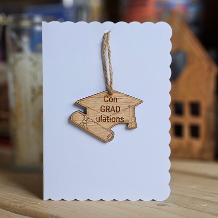 'ConGRADulations' Wooden Hanging Decoration and Card Graduation Gifts Sentiment Keepsake Gifts Wooden Hanging Decoration Card