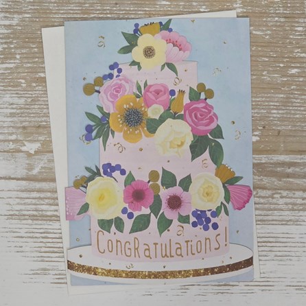 'Congratulations' Wedding Cake Lasercut Card Stunning Unique Wedding Card Lasercut Greetings Card Flowers Floral Cake