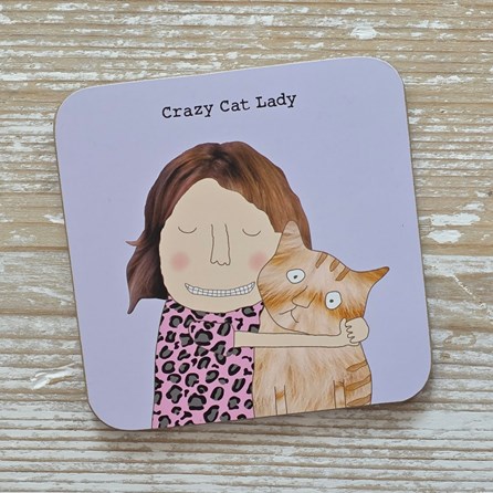 'Crazy Cat Lady' Drinks Coaster Rosie Made A Thing Coaster Funny Gifts Novelty Humourous Humour Quirky Gifts