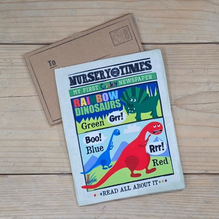 Crinkly Cloth Baby Newspaper Book - Rainbow Dinosaurs Tactile Soft Crinkly Newspaper Cloth Baby Book Sensory Toys New Baby Gifts Quirky Novelty Toys