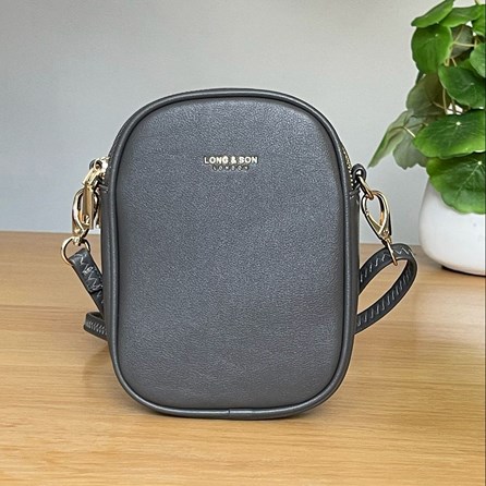 Cross Body Double Zip Bag in Dark Grey Gifts For Women Handbags And Accessory Gifts Cross Body Bags Dark Grey double zip detachable strap
