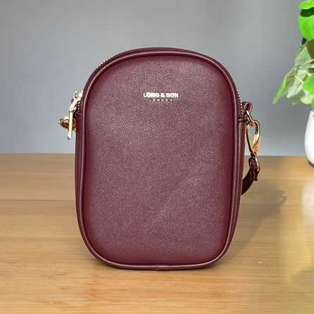 Cross Body Double Zip Bag in Wine Gifts For Women Handbags And Accessory Gifts Cross Body Bags Wine double zip detachable strap