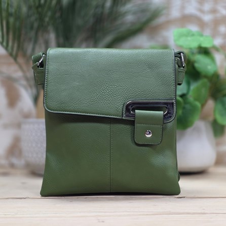 Cross Body Press Stud Bag in Green Cross Body Press Stud Handbag Green Gifts For Her Adjustable Strap Zipped Pockets
