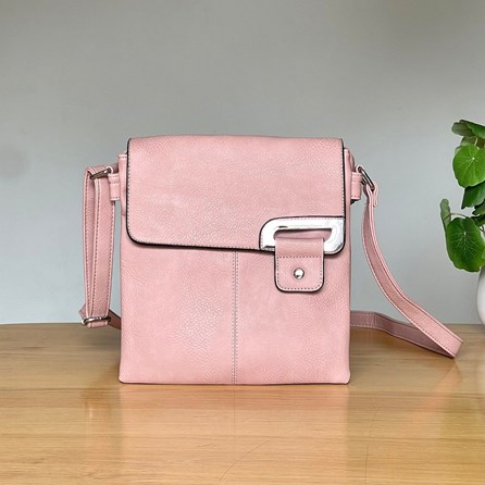 Cross Body Press Stud Bag in Pink Gifts For Women Handbags And Accessory Gifts Cross Body Bags Silver Press Stud Bag in Pink